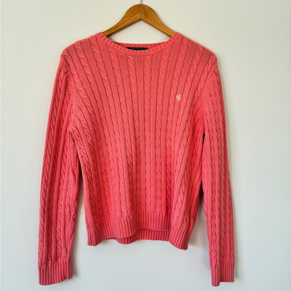 Ralph Lauren Coral Cable Knit Sweater